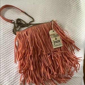 Pink Fringe Satchel Purse